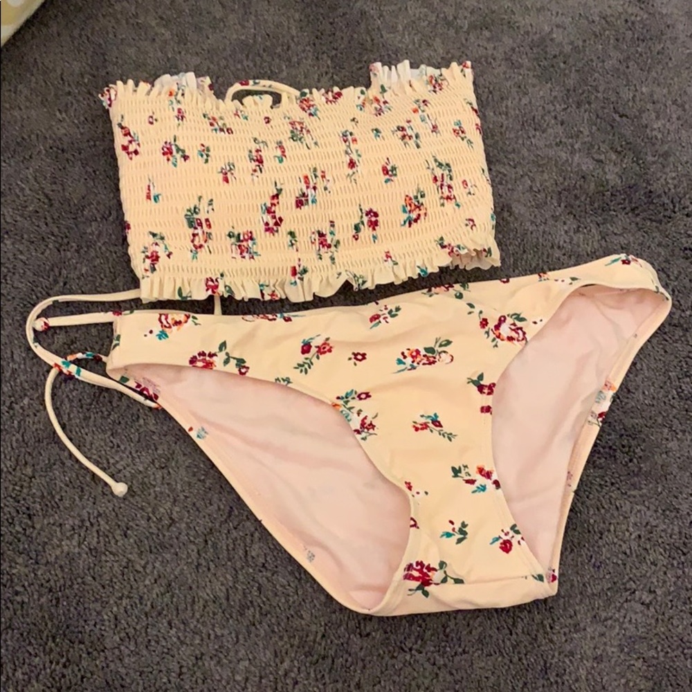peach floral bikini